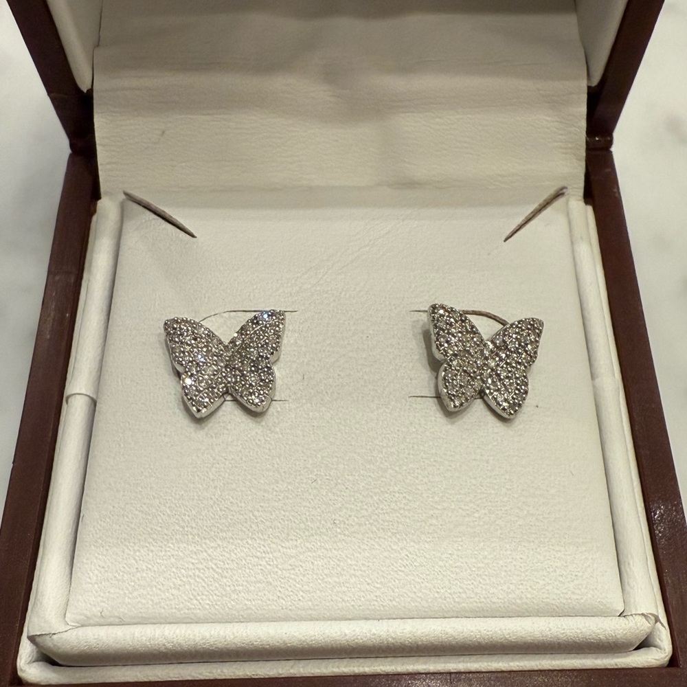 0.25 CT Natural Diamond Earrings • Solid 925 Sterling Silver • Certified
